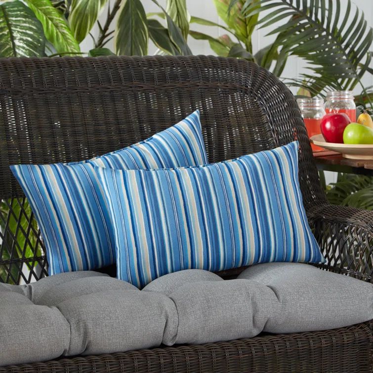 Sapphire Stripe Outdoor Lumbar Throw Pillow Set