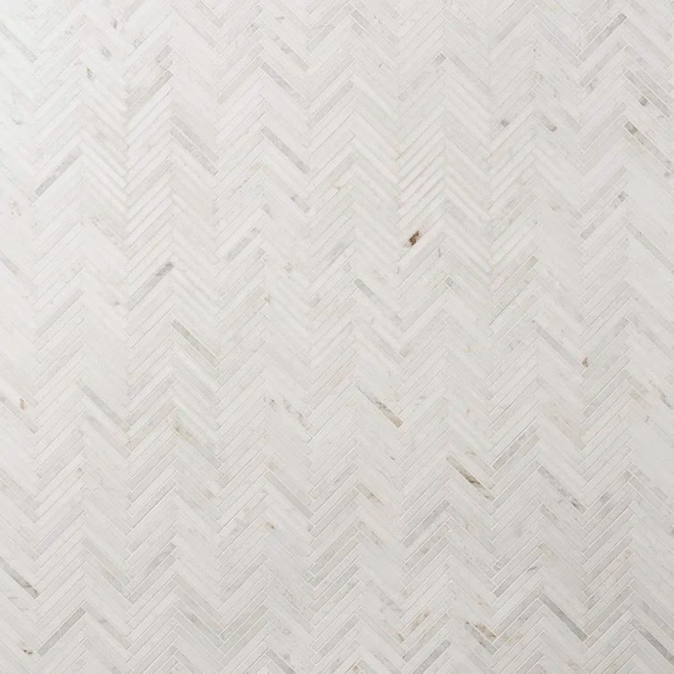 White Herringbone Marble Mosaic Tile for Walls and Floors