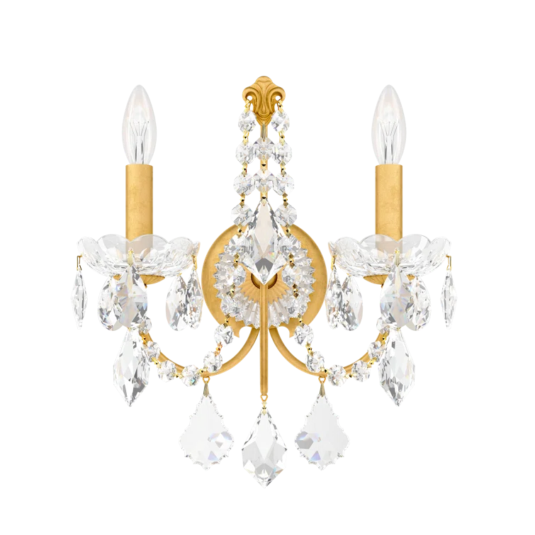Heirloom Gold Century 2-Light Wall Sconce with Clear Heritage Crystal