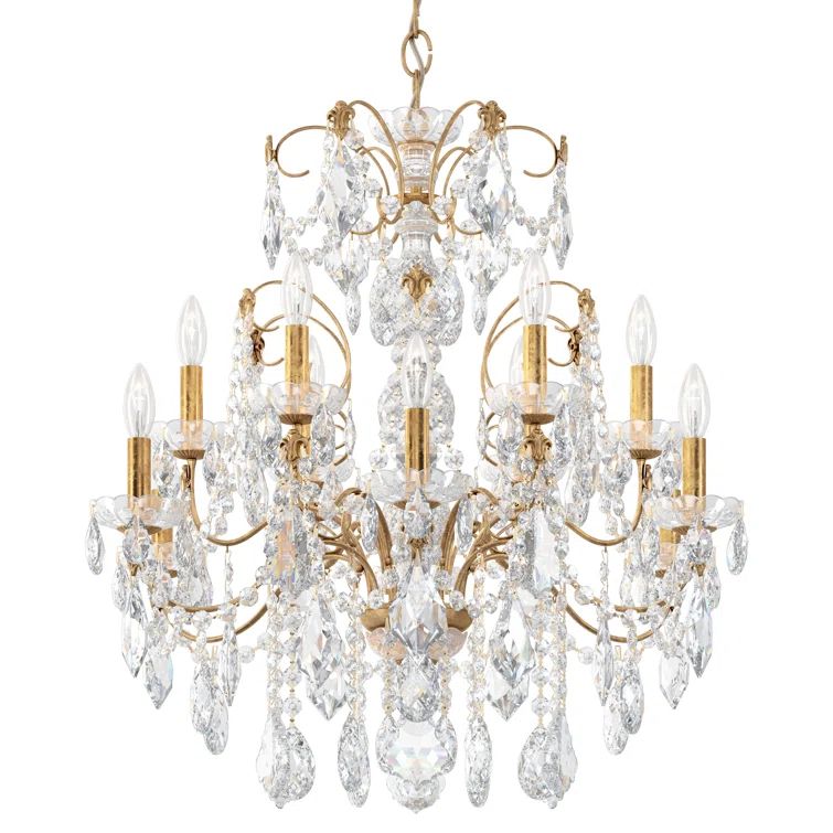 French Gold 12-Light Crystal Chandelier with Clear Heritage Crystals