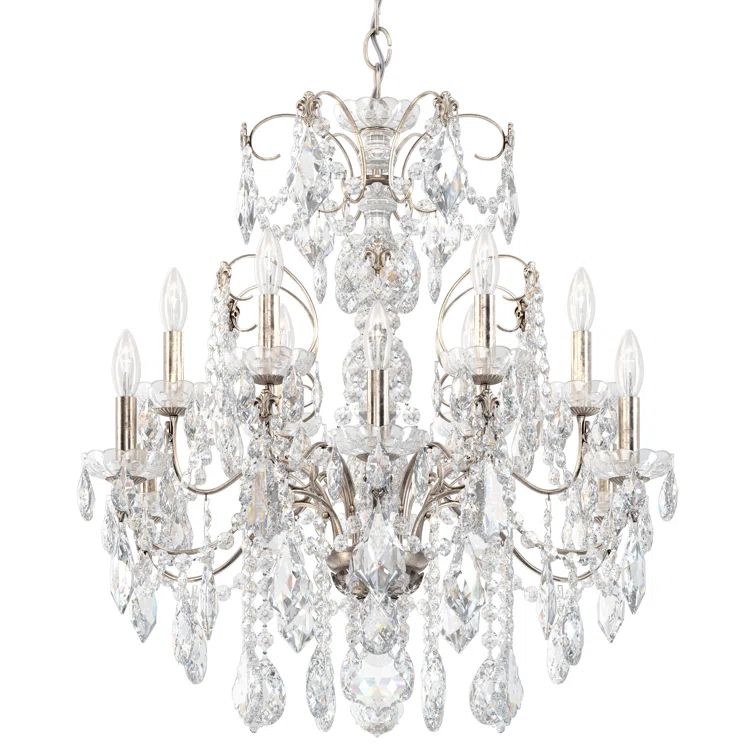 Century Elegance 12-Light Antique Silver Crystal Chandelier