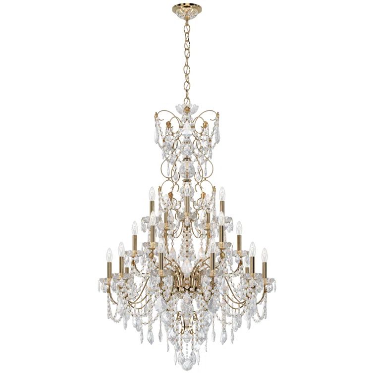 Elegant Gold Finish 20-Light Chandelier with Clear Heritage Crystal