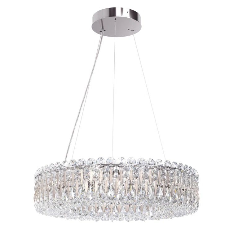 Elegance Antique Silver 12-Light Crystal Drum Chandelier
