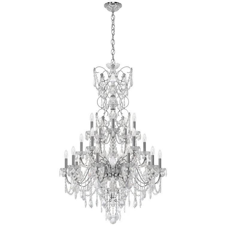 Polished Silver Crystal 20-Light Empire Chandelier