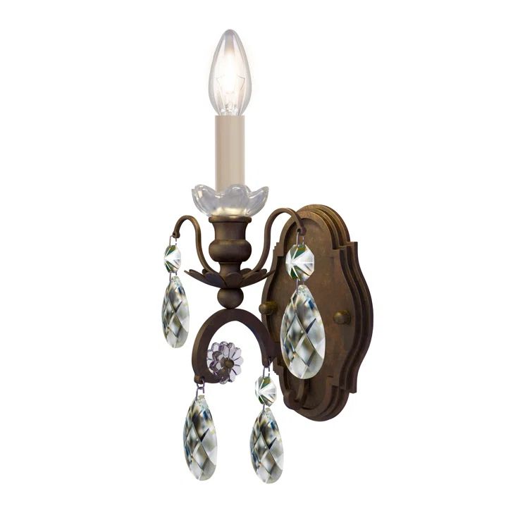 Heirloom Bronze Crystal 1-Light Candle Wall Sconce