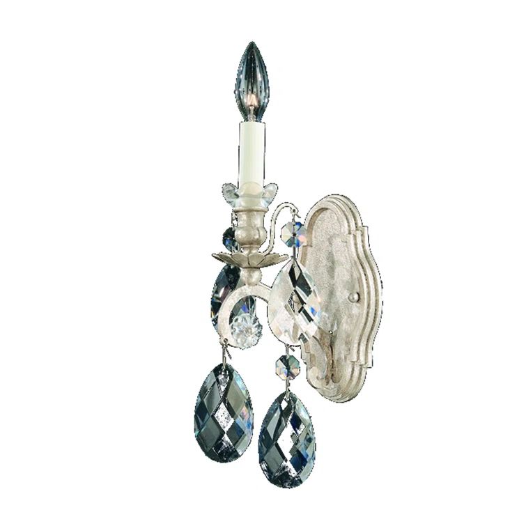 Antique Silver Heritage Crystal 1-Light Wall Sconce