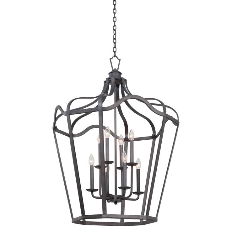 Livingston Silver LED Glass Lantern Chandelier - Indoor/Outdoor 43"x30"
