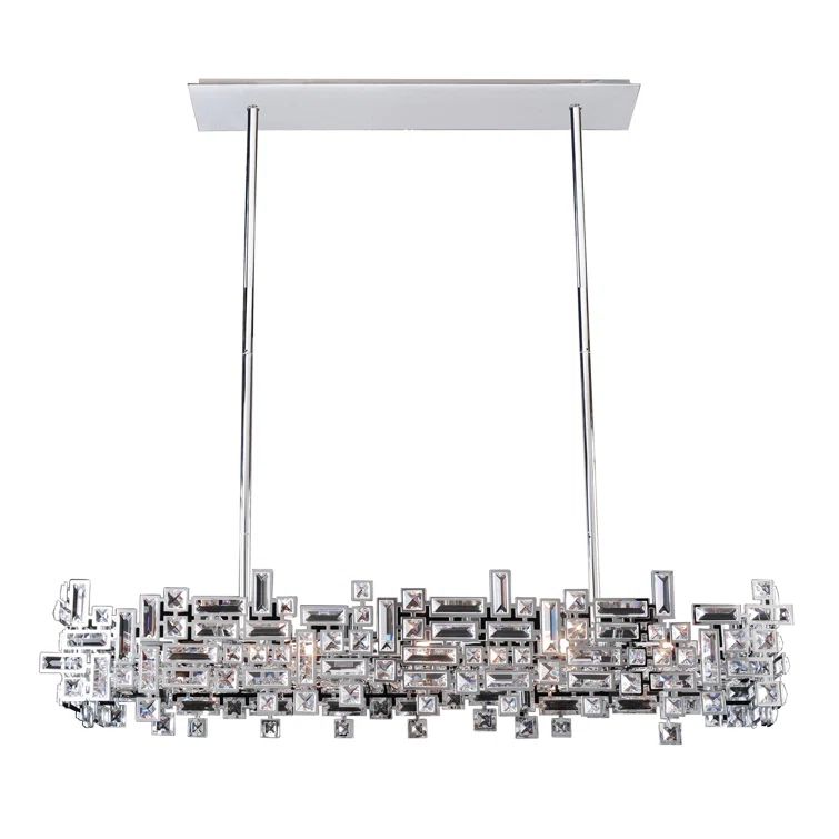 Vermeer 8-Light Chrome Kitchen Island Pendant with Clear Crystals