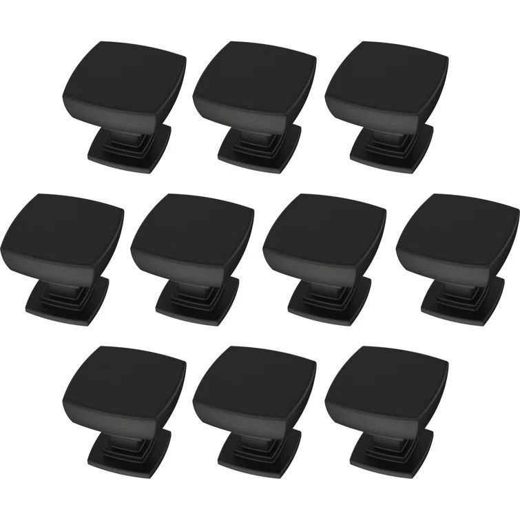Matte Black Square Steel Cabinet Knob Set