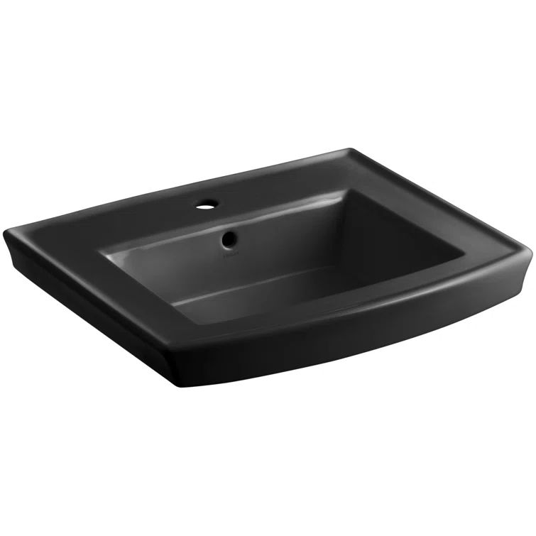 Archer Timeless Black Rectangular Ceramic Pedestal Sink