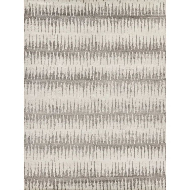 Gray Hand-Knotted Abstract 6' x 9' Viscose Rug