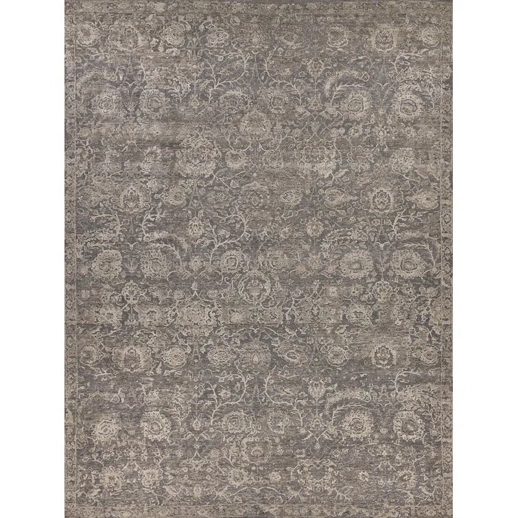Jangal Elegance Beige & Brown Hand-Knotted Wool-Silk 10'x14' Rug