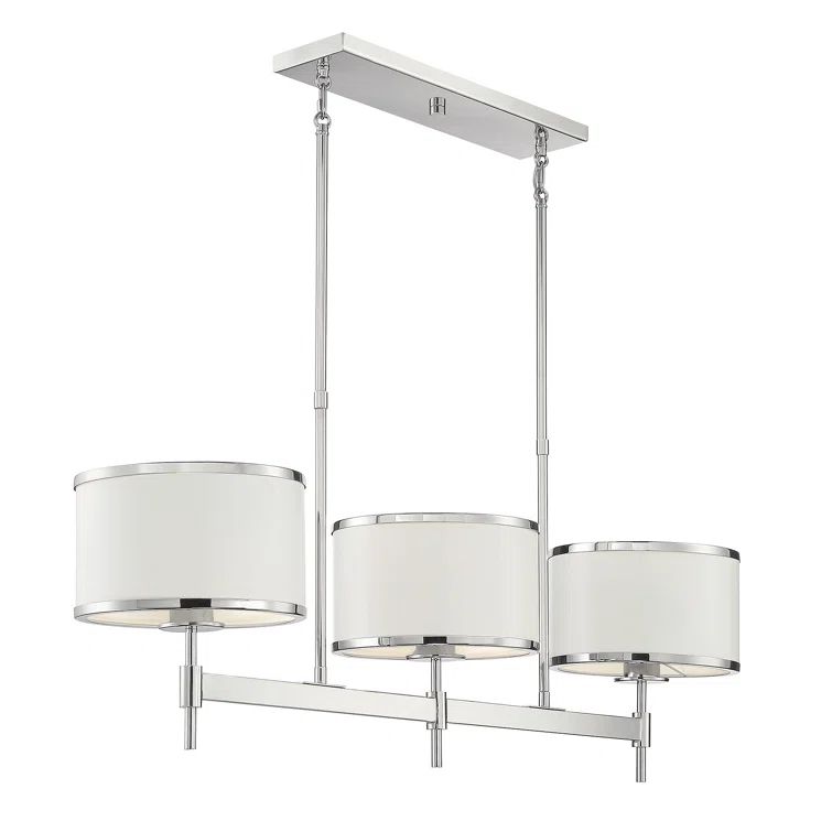Delphi Polished Nickel 3-Light Linear Drum Chandelier