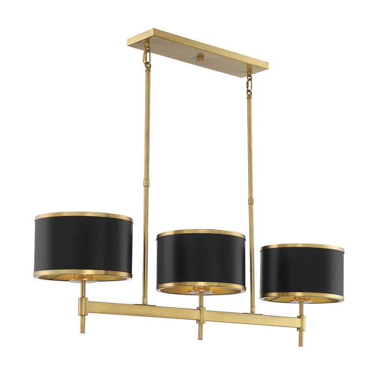 Delphi Vintage Hollywood Black Metal Drum Chandelier with Warm Brass Accents