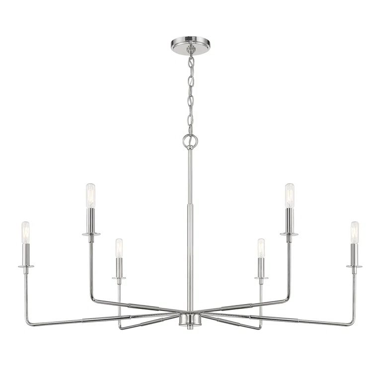 Polished Nickel 6-Light Dimmable Candle Chandelier
