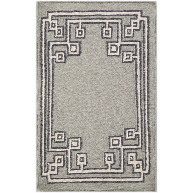 Gray Geometric Handmade Wool Reversible Area Rug, 2' x 3'