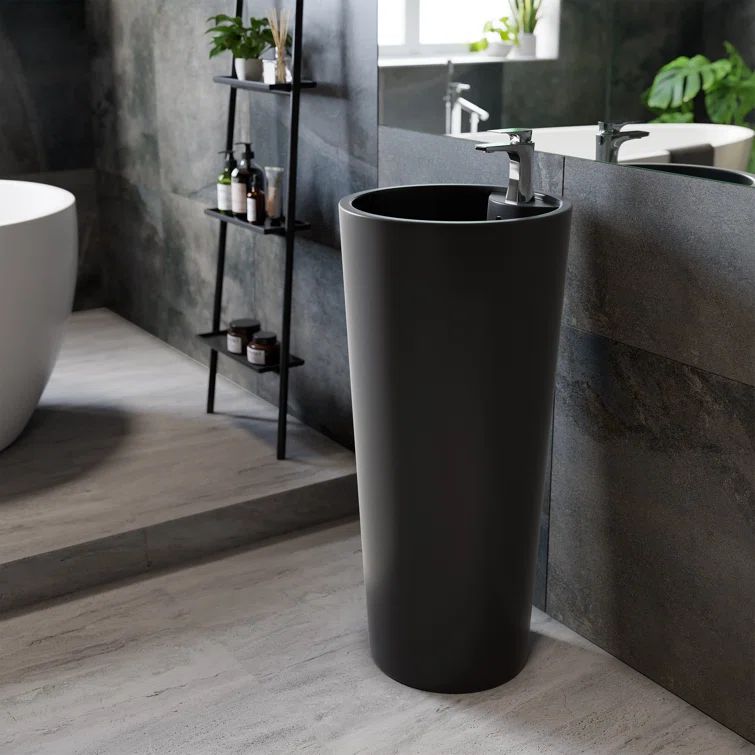 Monaco Matte Black Ceramic Pedestal Sink