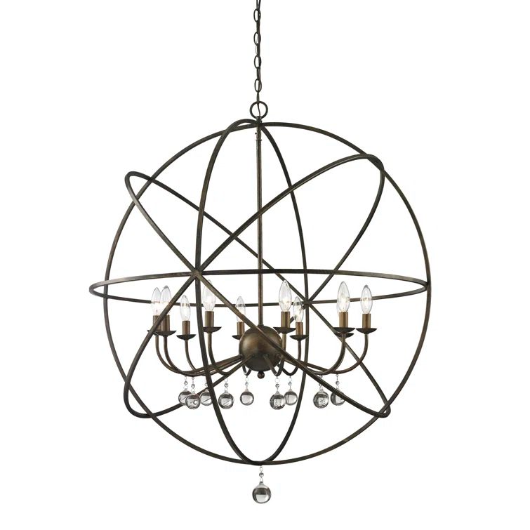 Golden Bronze 10-Light Globe Chandelier with Crystal Accents