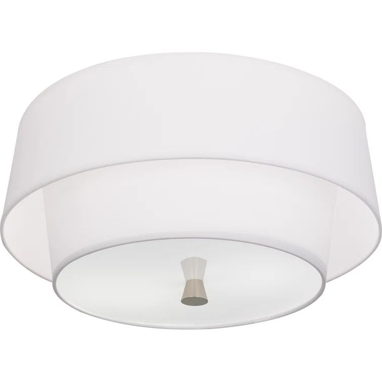 Decker 17" Polished Nickel and White Flush Mount Light