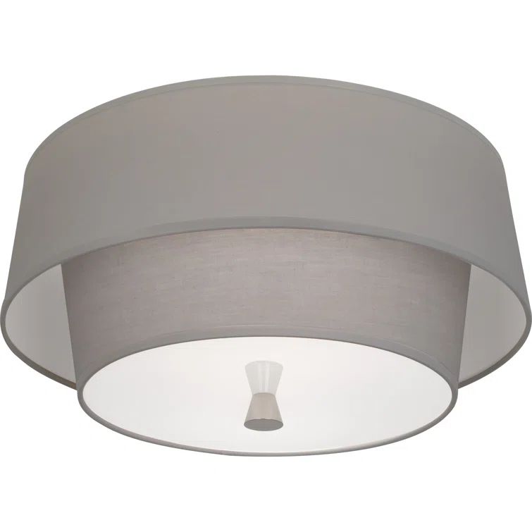 Decker Polished Nickel 17" Flush Mount with Smoke Gray Shade