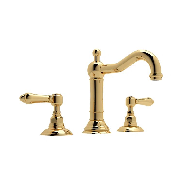 Italian Brass Widespread Bathroom Faucet with Porcelain Handles