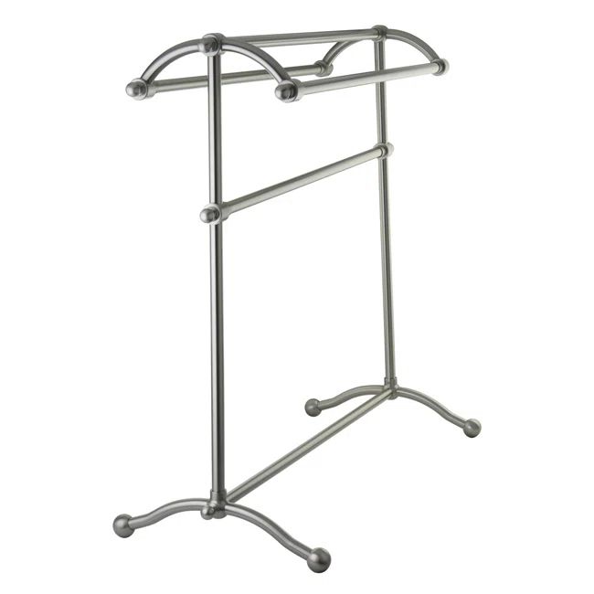 Satin Nickel Freestanding Solid Steel Towel Rack