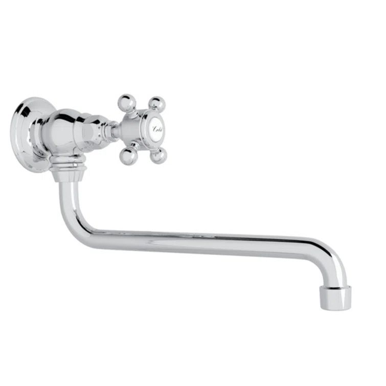 Polished Chrome Wall Mounted Cross Handle Pot Filler