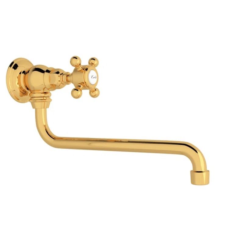 Italian Brass Wall Mounted Pot Filler with Cross Handle