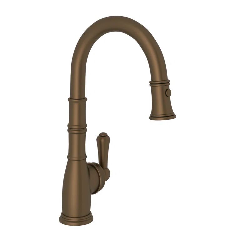English Bronze Pull-Down Bar/Prep Kitchen Faucet with Brass