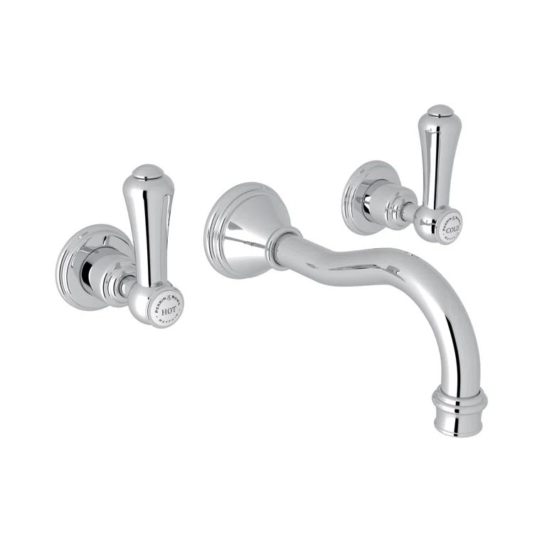 Polished Nickel Traditional Wall Mounted Widespread Faucet