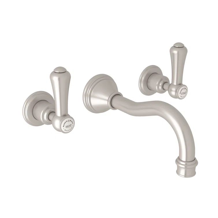 Polished Nickel Brass Wall Mounted Widespread Faucet