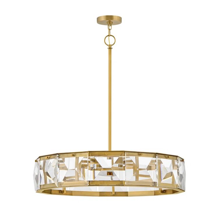 Heritage Brass LED Crystal Drum Chandelier with Dimmable Lights