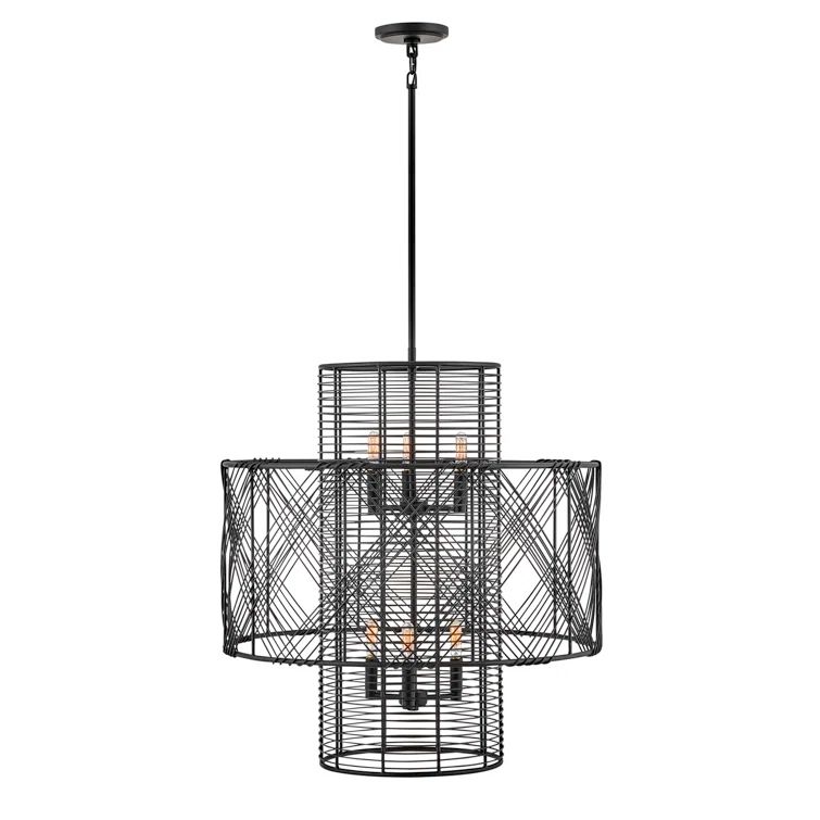 Nikko 6-Light Black Wire Cage Transitional Chandelier