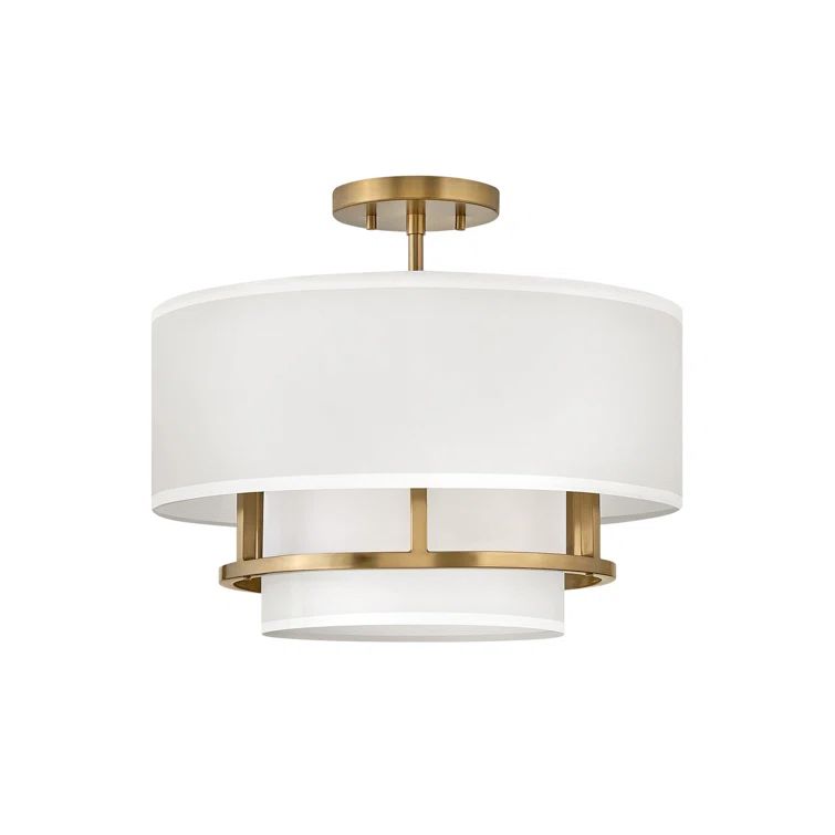 Graham Lacquered Brass Semi-Flush Mount Ceiling Light with Faux Parchment Shade