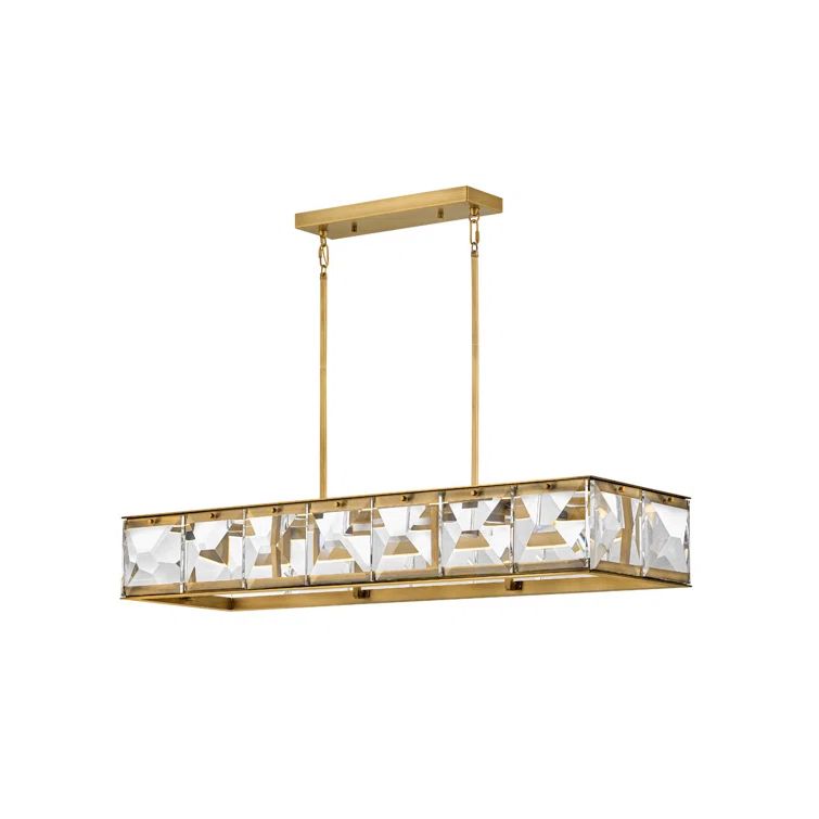 Jolie Heritage Brass LED Island Pendant with Faceted Crystal