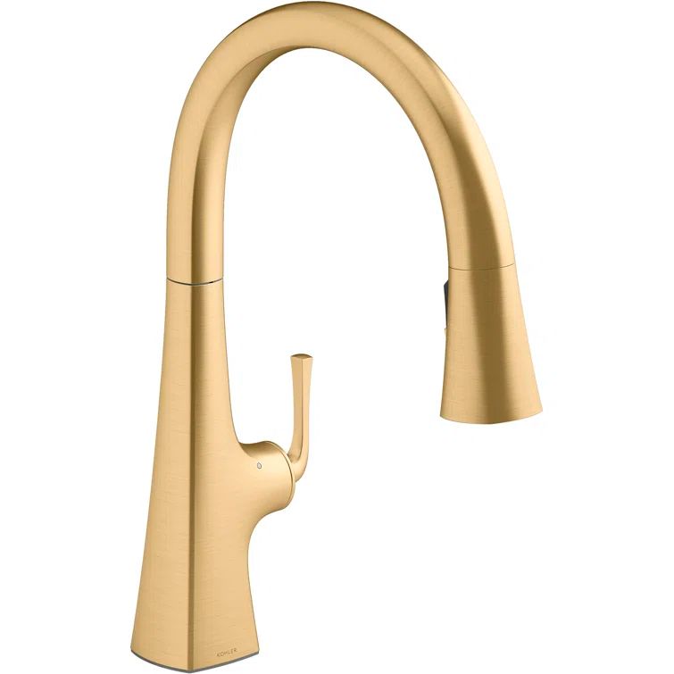 Graze Brushed Gold Brass Touchless Pull-Down Kitchen Faucet
