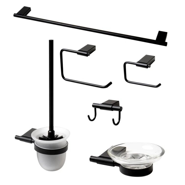 Black Matte 6-Piece Metal Bathroom Hardware Set