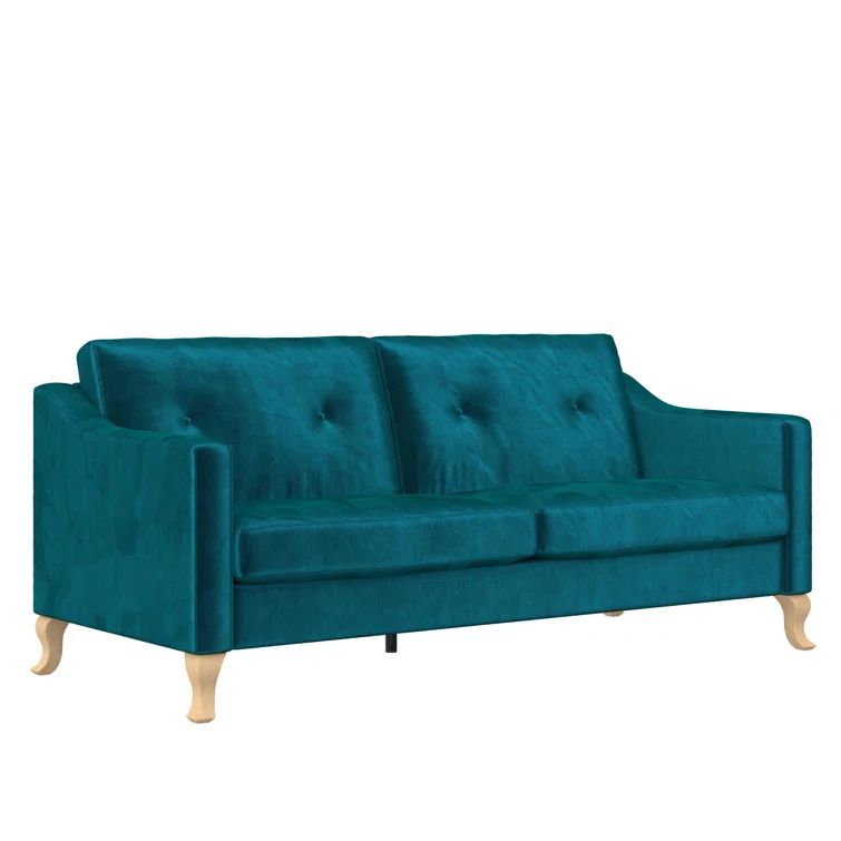 67'' Green Velvet Tufted Sofa with Wood Legs