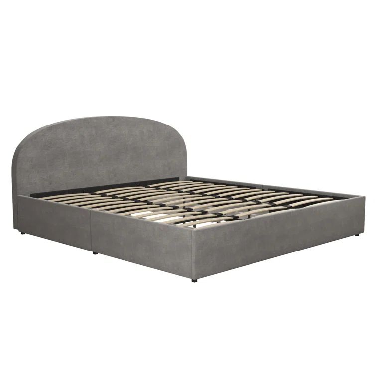King Light Gray Velvet Upholstered Storage Bed with Headboard