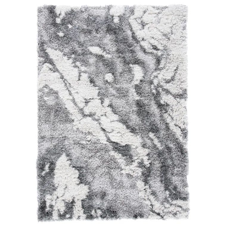 Lux Horizon Abstract Gray Shag 59" Rectangular Rug