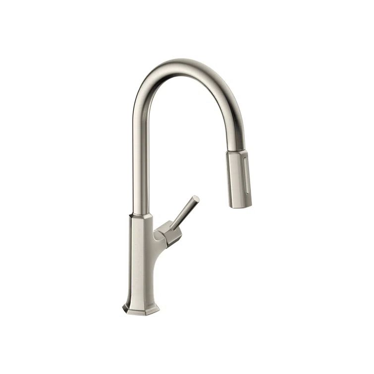 Brushed Nickel Single Handle Pull-Down Kitchen Faucet