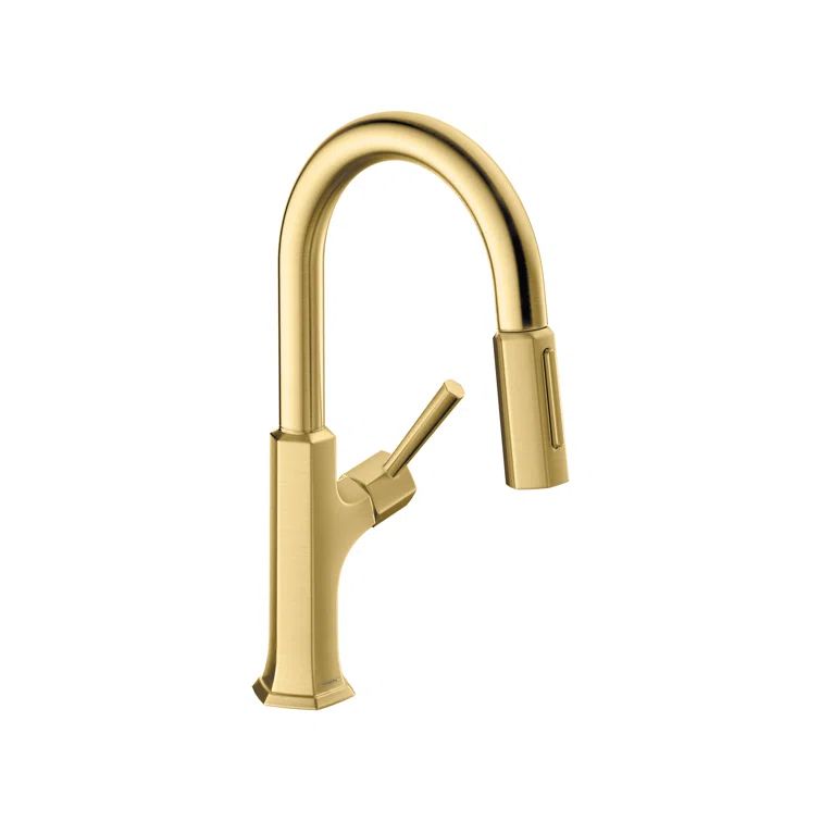 Elegant Locarno Brushed Gold 14.625" Modern Kitchen Faucet