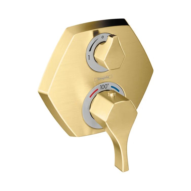 Brushed Gold Wall-Mounted Thermostatic Shower Valve