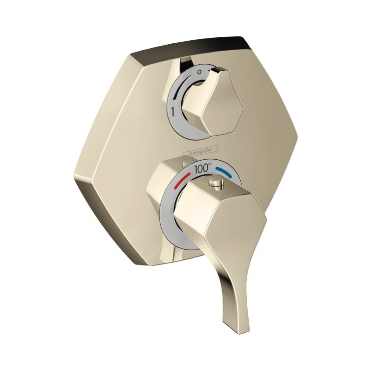 Polished Nickel Wall-Mounted Thermostatic Valve Trim