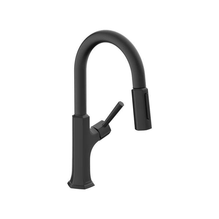 Locarno Matte Black 1-Handle Art Deco Kitchen Faucet