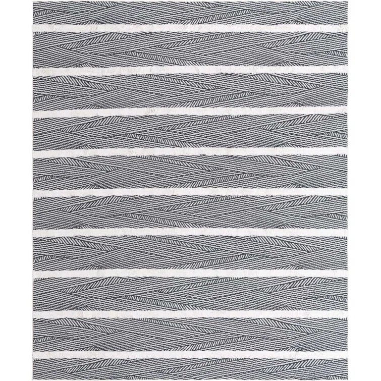 Casa Black Cotton Geometric Flat Woven Indoor Rug 8'3" x 10'