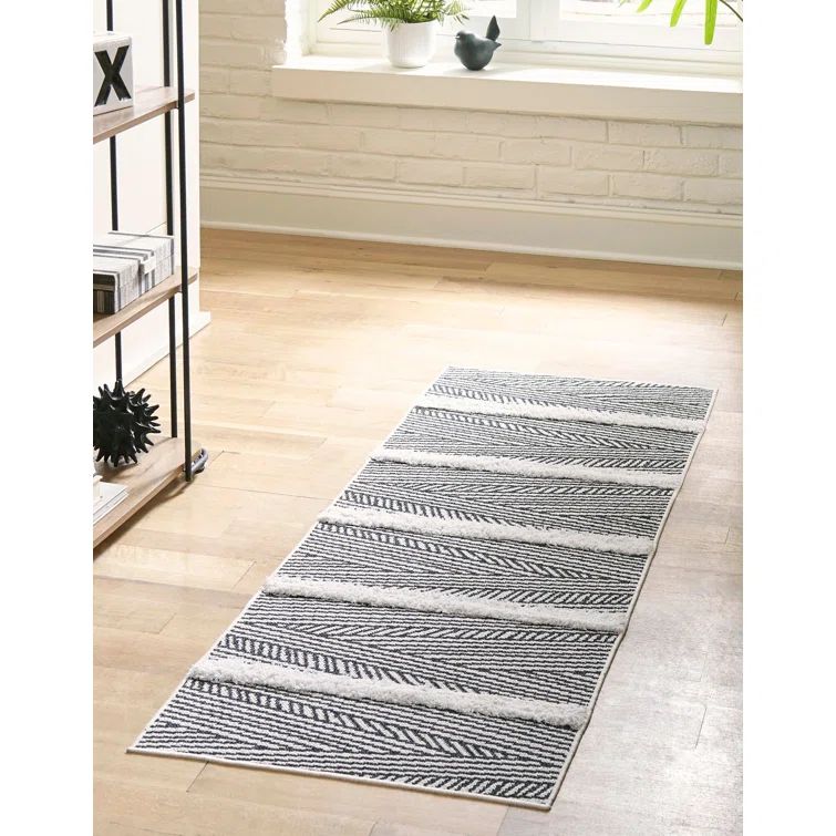 Sabrina Soto Casa Eclectic Black Geometric Runner Rug