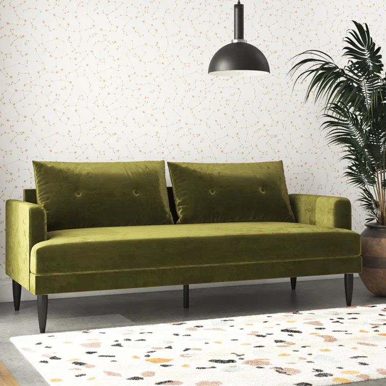 Bailey 80" Olive Green Velvet Tufted Sofa with Wood Frame
