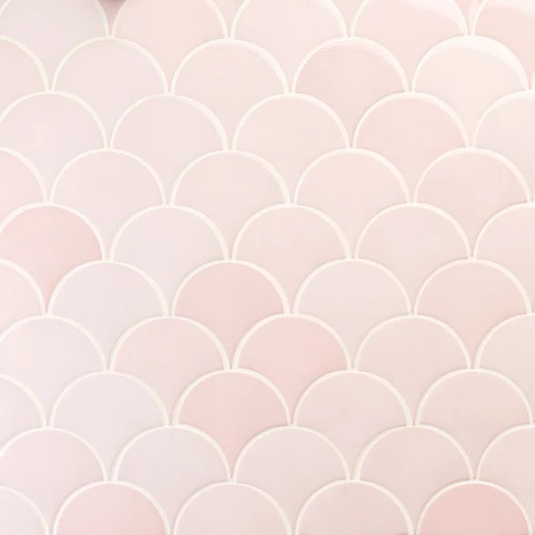 Rose 2.44" x 5" Scallop Ceramic Wall Tile
