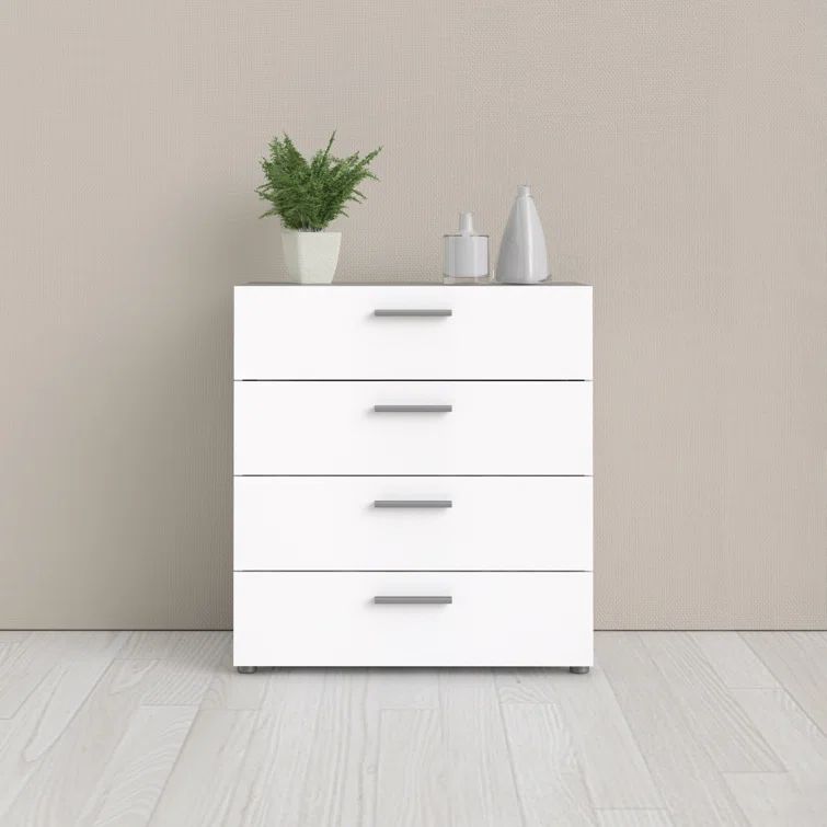 Austin 4-Drawer Sleek White Dresser with Metal Hardware